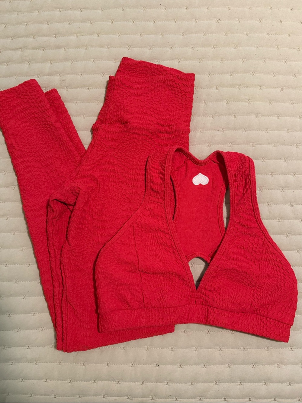 Booty By Brabants - Red Textured Sports Bra and Legging Set